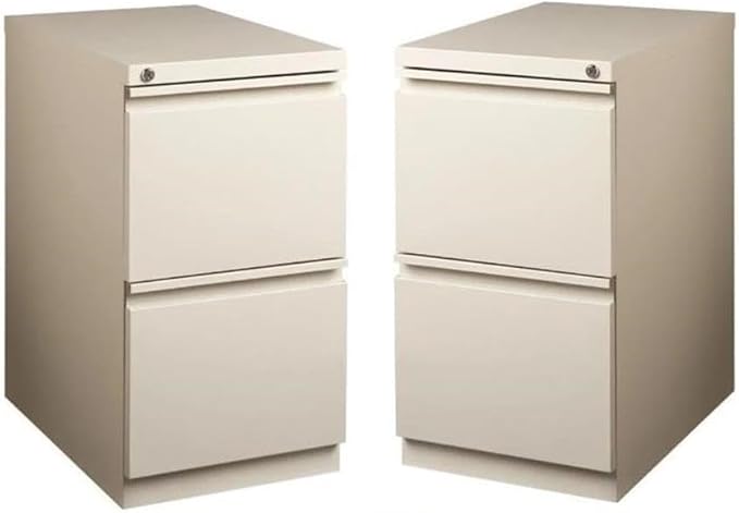 Home Square 2 Piece Deep Metal Mobile Pedestal 2-Drawer File/File Set in Beige