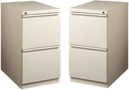 Home Square 2 Piece Deep Metal Mobile Pedestal 2-Drawer File/File Set in Beige