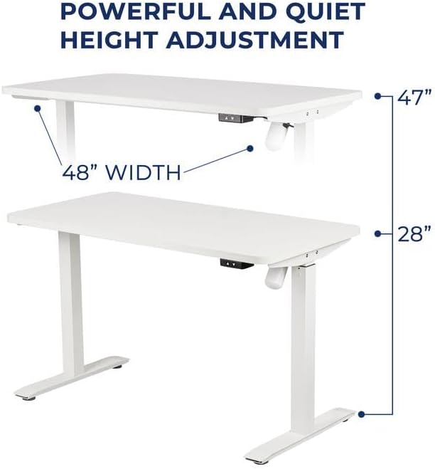Whole Piece Electric Standing Desk 48 x 24 Inches Height Adjustable Desk Sit Stand Desk Home Office Desks - White