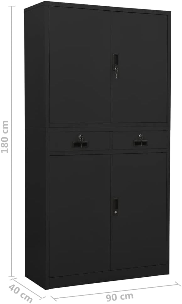 Metal Office Cabinet 70.9 Tall Steel Lockable File CabinetLocking Tool Cabinet Garage Steel Storage Cabinet for Home Office Anthracite 35.4x15.7x70.9 Steel(G)