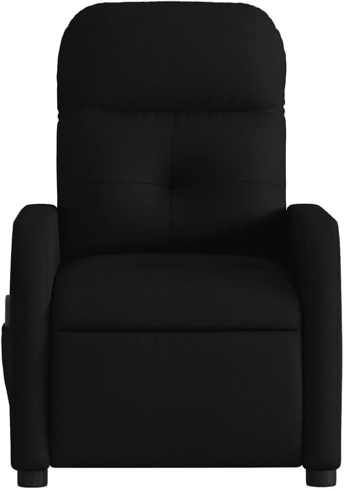 vidaXL Massage Recliner Chair - Elderly-Friendly Black Fabric Armchair with Manual Recline/6-Point Vibration/USB-Powered Massage