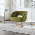 Upholstered Tufted Chair Recliner Chair for Adults with Metal Stand Textured Linen Fabric Sofa for Kids Bedroom Living Room (Green)