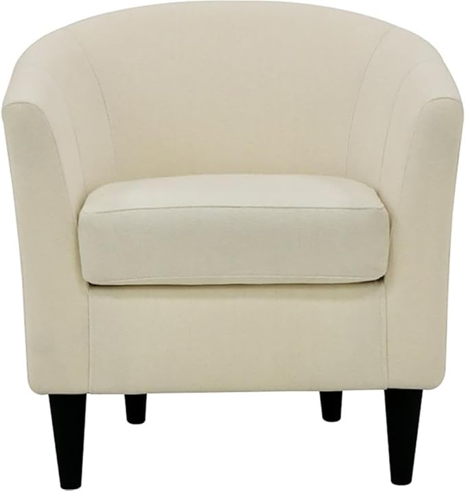 Pemberly Row 17.5 Traditional Polyester Fabric Club Chair Ivory Finish Padded Seat Durable Construction 32 H x 30.5 W x 27.5 D Accent Seating for Living Room or Office