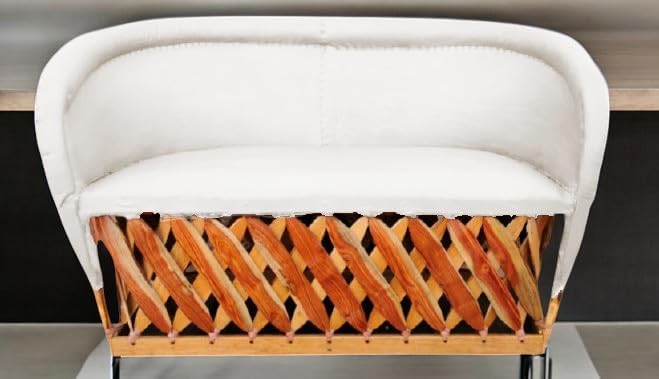 Love Seat Equipal Furniture Handmade By Equipales San Jose White Color Mexican Traditional Style Ideal for your home house garden office restaurant hotel bar beach living room bedroom equipal