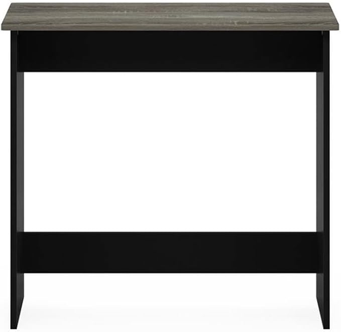 Pemberly Row Simplistic Study Table 31.5 W x 15.5 D x 29.75 H Engineered Wood French Oak Gray/Black Finish Compact Design Durable Desk for Home Office or Small Spaces