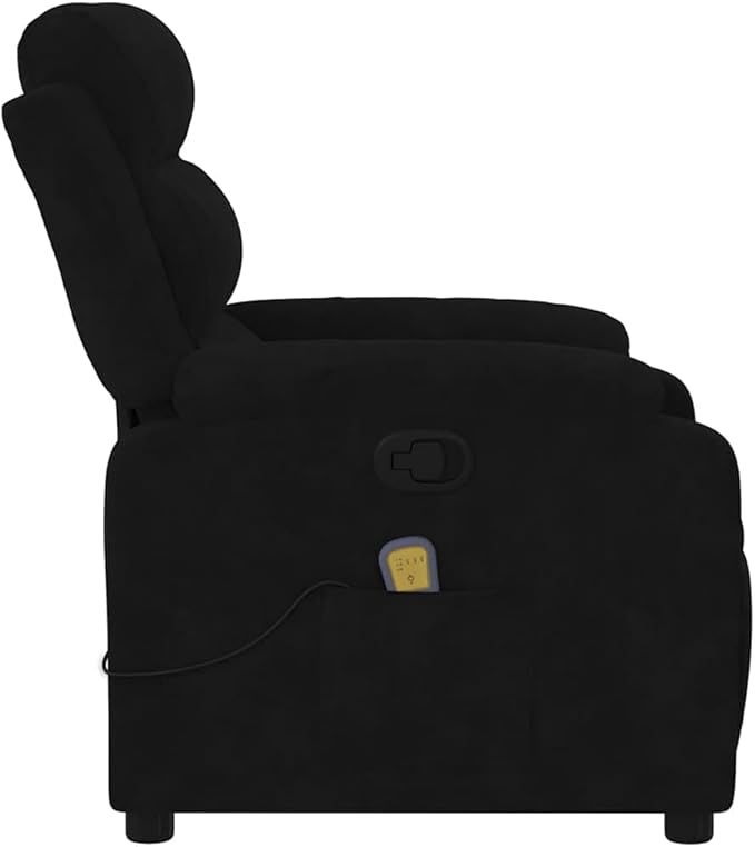 vidaXL Black Velvet Massage Recliner Chair with Adjustable Recline and 6 Point Function for Living Room Home Theater Relaxation Reclining TV Comfort Armchair