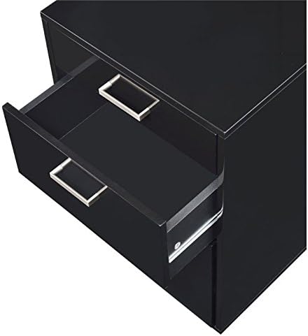 Acme Coleen Rectangular 3-Drawer Mobile File Cabinet in Glossy Black Wood