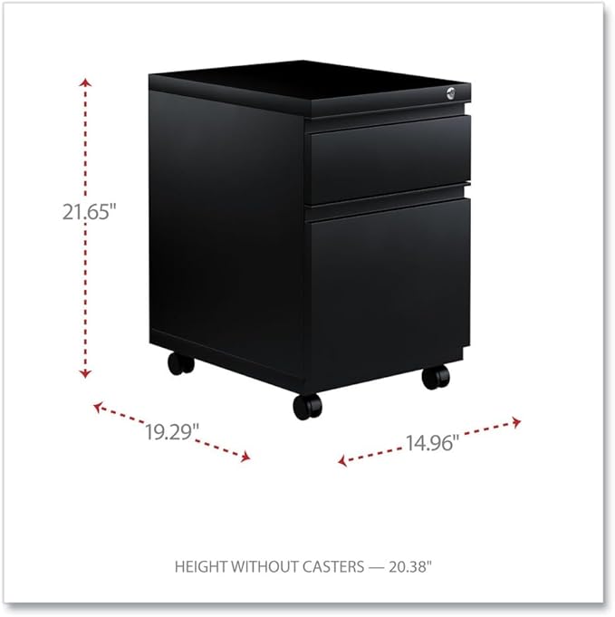 Alera ALE Two-Drawer Metal Pedestal Box File w/Full-Length Pull 14 7/8w x 19 1/8d Black