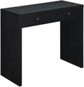 Pemberly Row Modern Home Office Desk 36 in MDF and Honeycomb Board Black Wood Finish Drawer for Concealed Storage Contemporary Style Office Desk for Home or Family Room Use