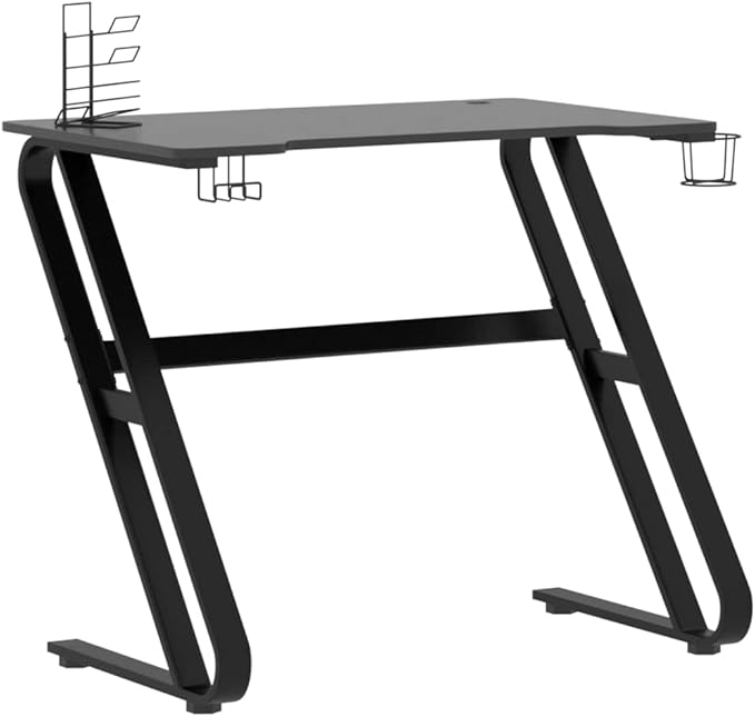 Gaming Desk Computer Desk Gaming Table with ZZ Shape Legs Z Shaped Pc Gaming Workstation Home Office Desk for Home Office Black 35.4x23.6x29.5