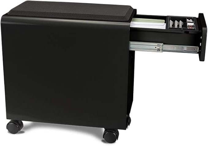 Narrow 2-Drawer File Cabinet with Seat Rolling (Black) by Uplift Desk
