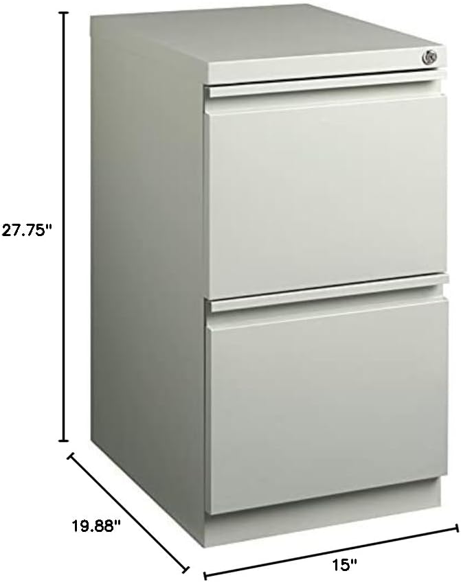 Hirsh Industries 20 Deep 2 Drawer Mobile File Cabinet File in Light Gray