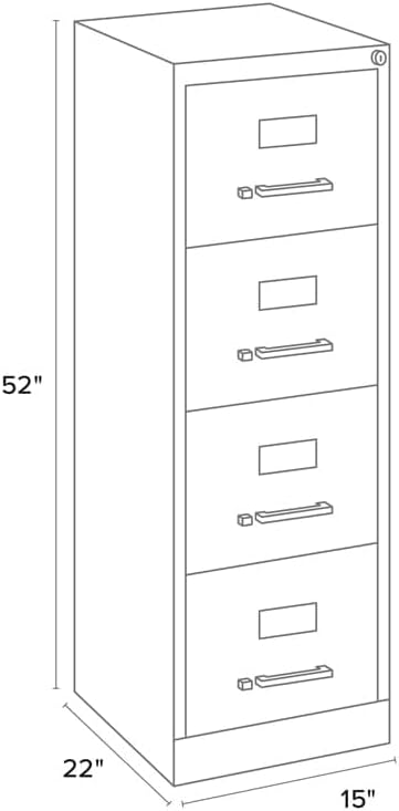 Scranton &amp Co 22 4-Drawer Metal Letter Width Vertical Filing Cabinet in Black Lockable Sturdy Steel Construction Office or Home Use Durable Letter Size File Storage