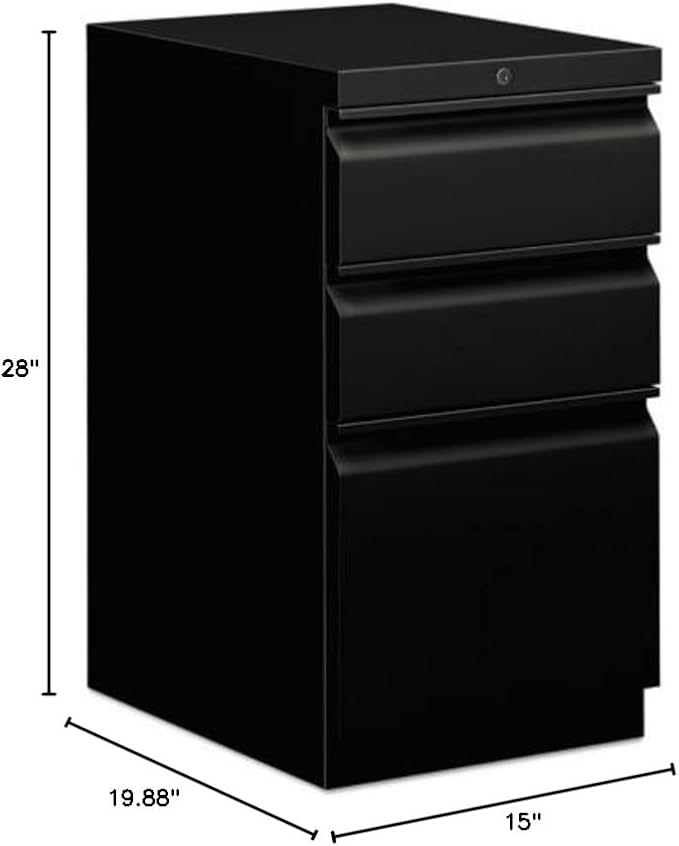 Efficiencies Mobile Pedestal File with One File/Two Box Drawers 19-7/8d Black