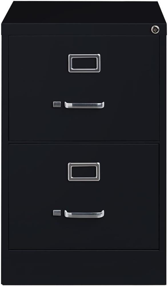 Pemberly Row 2 Drawers 28.38 Vertical Black Metal Filing Cabinet Lockable Pre-Assembled Stationary Legal Size for Home Office