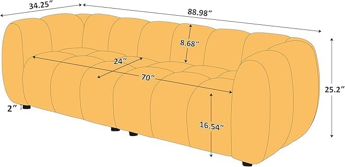 VANOMi 88 Oversized Boucle Sofa Modern Upholstered Tufted Cloud Couch Deep Seat Boucle SofaCozy Modern 3 Seater Couch for Living Room Bedroom Apartment