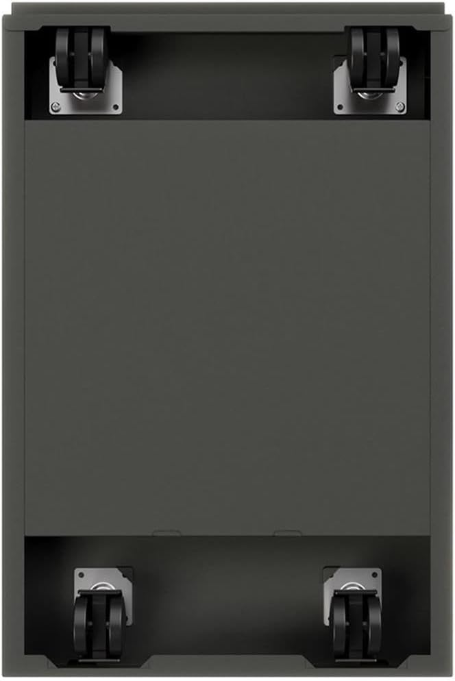 Bowery Hill Mobile Pedestal Filing Cabinet 20D Steel Charcoal Finish 2-Drawer File/File Configuration Hidden Casters Lockable Full Extension Drawers Letter-Size Hanging Files Office Storage