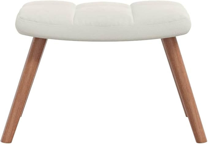 vidaXL Cream White Velvet Rocking Chair and Stool Set with Soft Padding Steel Frame and Wooden Rocking Rails