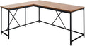 Pemberly Row Contemporary Corner Desk 63 x 55.1 Composite Wood and Metal Acacia/Black Finish Scratch and Heat Resistant Home Office Desk with Spacious Tabletop