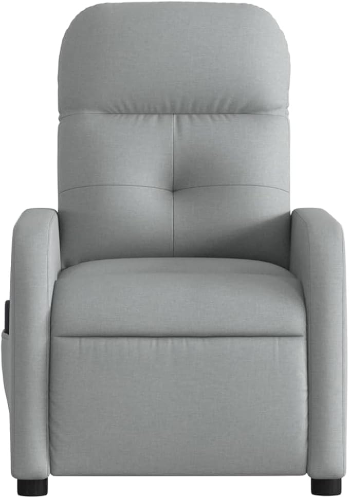 vidaXL Light Gray Fabric Massage Recliner - Manual Recline Armchair for Elderly 6-Point Vibration Comfort Padding Living Room Seating
