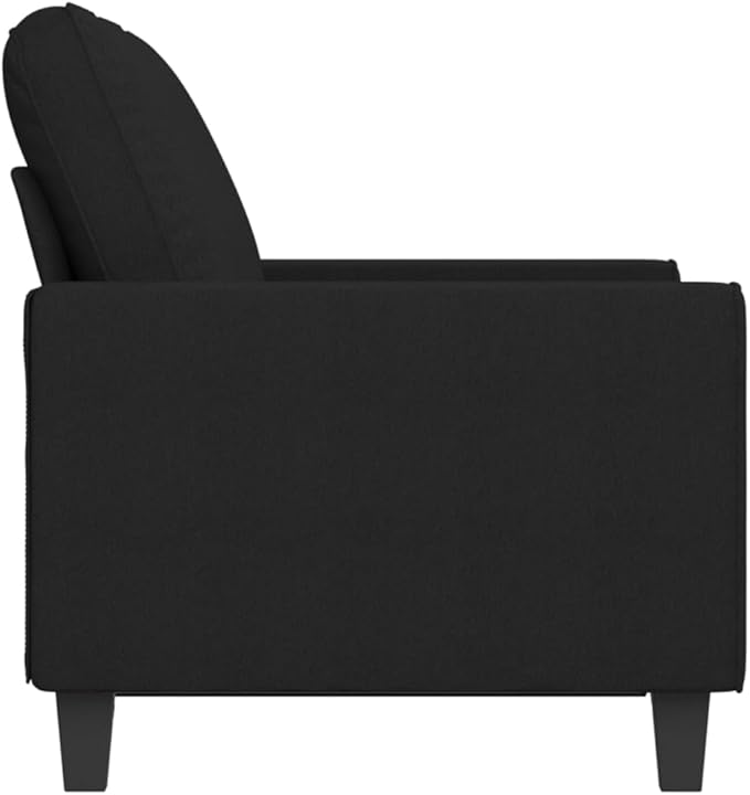 vidaXL Modern Fabric 2-Seater Sofa Comfortable Lounging Couch with Thick Padding Breathable Polyester Upholstery Sturdy Metal Frame for Home Office Living Room - Black