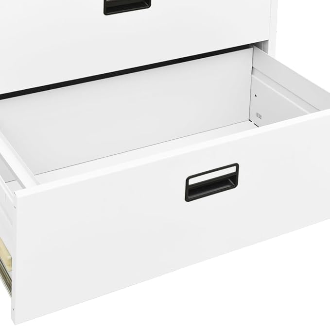 White Steel File Cabinet with Lock 2-Drawer Office Storage Cabinet for Home Office Legal/A4/Letter Size Filing 198.4 lb Capacity 35.4”x18.1”x28.5”