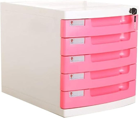 Plastic Storage Drawers Desk Storage Unit Organizer Lockable File Cabinet A4 Box For Office(Color:CSize:5 drawers)