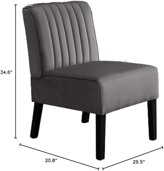 Reeso Mid Century Modern Accent Chairs Set of 2 with Minimalist Design Elegant Velvet Upholstery and Solid Wood Legs Ideal for Living Room or Bedroom Fossil Grey
