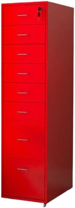 Locking File Cabinet Eight Drawer Cabinet Office Locking Storage Cabinet Iron Data Cabinet File Cabinet (Color : Red)