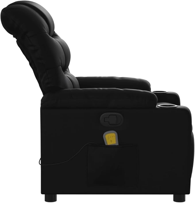 Faux Leather Massage Recliner Chair Manual Recliner Chair with Massage Single Sofa Home Theater Seating Comfy Living Room Single Sofa Chair Black Faux Leather-22
