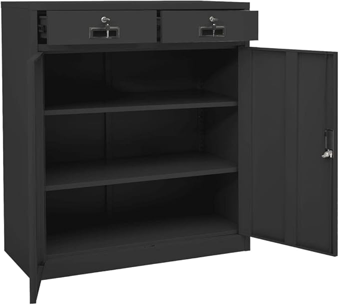 Office CabinetStorage Cabinet Steel Office Storage File Cabinet Storage Cabinet for Home Office Garage for Bedroom Living Room Anthracite 35.4x15.7x40.2 Steel