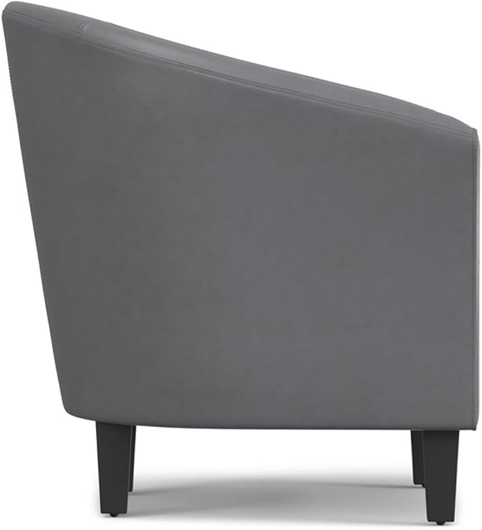 SIMPLIHOME Austin Tub Chair - 30 inch Wide Upholstered Faux Leather Contemporary Accent Chair in Stone Grey for Living Room or Bedroom with High Arms Removable Cushion and Deep Seat Comfort