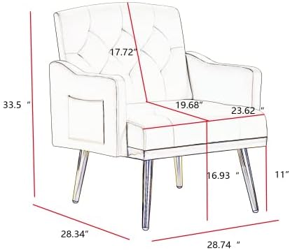 kevinplus Velvet Accent Chair Living Room Chair Leisure Single Sofa Chair Comfy Vanity Chair for Bedroom Modern and Mid-Century Armchair Sitting Chair for Reading Relaxing Gold Metal Leg White
