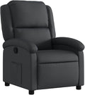 vidaXL Recliner Chair - Black Real Leather Manual Reclining Function Comfortable Seating with Solid Wood and Metal Frame for Office or Living Room