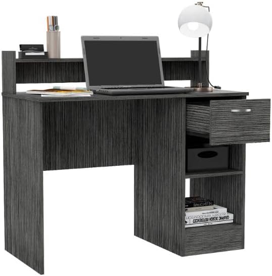 Computer Desk with Floating Hutch 40 Home Office Desk with 2-Shelf &amp 1-Drawer Modern PC Desk Study Writing Table Workstation for Small Spaces Smokey Oak