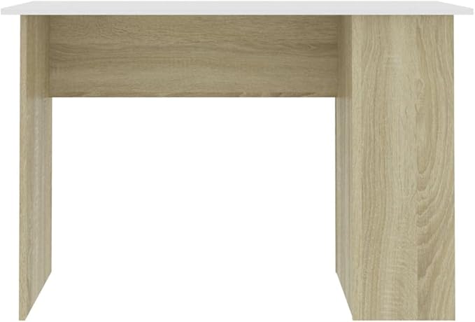 vidaXL Desk Standing Computer Desk with Shelves Workstation for Living Room Home Office Desk Modern Style White and Sonoma Oak Engineered Wood