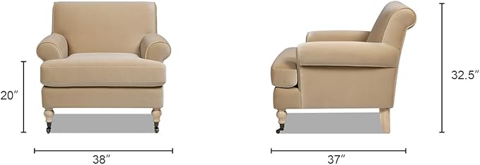 Jennifer Taylor Home Bliss 38 Lawson Living Room Accent Arm Chair with Metal Casters