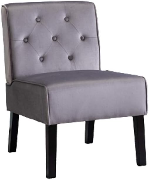 53 2Pcs Living Room Armless Button Tufted Pattern Accent Chair with Velvet Fabric and Premium High Density Foam Cushion Grey