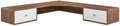 Modway Transmit 55 Wall Mount Corner Wood Office Desk in Walnut/White
