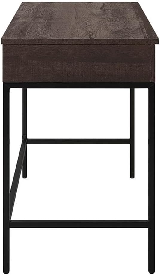 Pemberly Row Contemporary Sit-to-Stand Desk 40 W x 20 D x 31 H Ozark Ash Engineered Wood Adjustable Height Patent Pending Lift Mechanism Drawer and Storage Modern Steel Frame Home Office