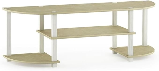 Furinno Turn-S-Tube Wide TV Entertainment Center Cream Faux Marble/White