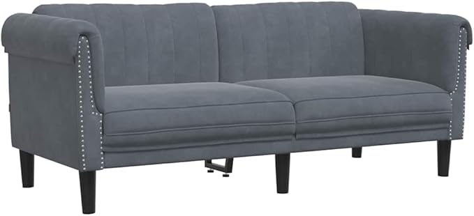 vidaXL Dark Gray Velvet 2-Seater Upholstered Loveseat - Comfortable Modern Couch with Supportive Legs for Living Room