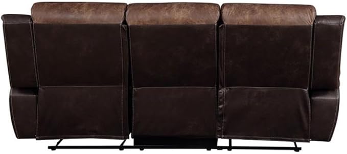 Acme Jaylen Sofa (Motion) in Toffee and Espresso Polished Microfiber