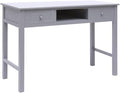 Wooden Writing Desk Modern Simple Home Office Computer Laptop Writing Desk with 2 Drawers and 1 Open Compartment Gray 43.3x17.7x29.9 Wood-86