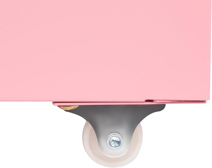 6 Drawers Mobile File Cabinet Rolling Vertical Filing Cabinet Under Desk Storage Organization 16 D x 11 W x 27 H (Pink)