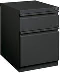 Pemberly Row 20 Metal Mobile Pedestal Filing Cabinet Charcoal Finish 2 Drawers Letter-Size File Compatible Ball-Bearing Suspension Lock Included Hidden Casters Contemporary Office Storage Unit