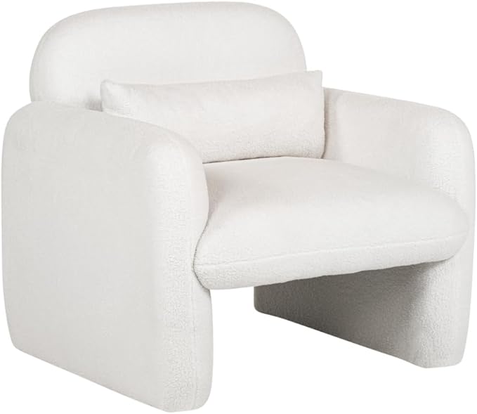 Stylish and Minimalist Teddy Fleece Single Sofa Chair with Arms and Pillow Armchair Accent Chair for Living Room Bedroom StudyGrey (Beige + Teddy)