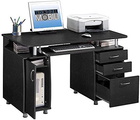 Kiwifruit Office Desk Computer Table Study Writing Desk Workstation Sturdy MDF Board w/Storage for Home Office 45 inch W x 22 inch D x 29 inch H Black