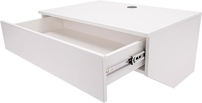 28 Inch Wall Mounted Computer Desk Wall Mounted Desk with Pull Out Drawer Floating Shelf with Drawer Modern Floating Table Floating Wall Organizer White for Home Office