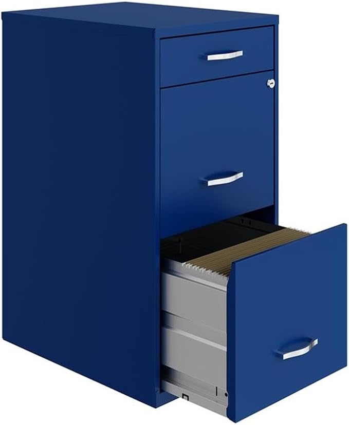 UrbanPro 3 Drawers 27.32 Vertical Blue Metal Filing Cabinet Lockable Pre-Assembled Stationary Letter Size for Home Office